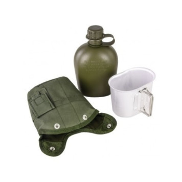 1L Military Canteen with Camo Cover & Aluminum Pot-1