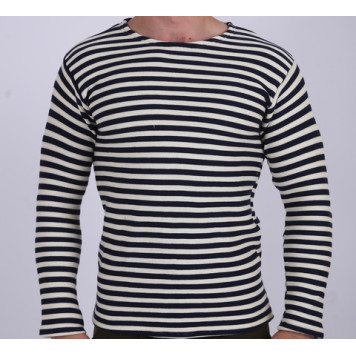Russian Navy Double-Knit Wool-Blend Striped Shirt