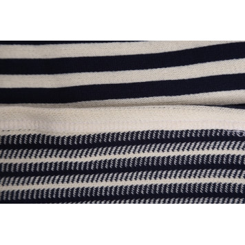 Russian Navy Double-Knit Wool-Blend Striped Shirt-1