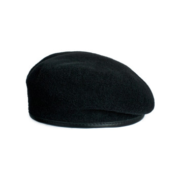 Wool Beret 01/1E with Leather Trim