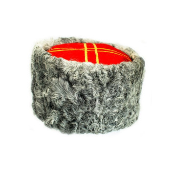 Kubanka Red Felt Hat with Natural Karakul Fur