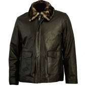 Men`s Leather Jacket 7155 Flonap with Fur Lining