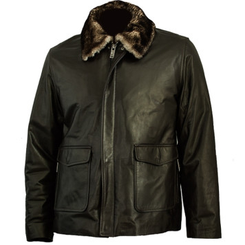 Men`s Leather Jacket 7155 Flonap with Fur Lining