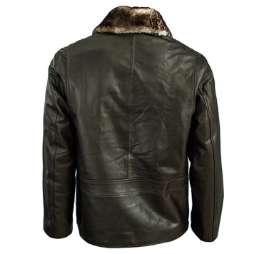 Men`s Leather Jacket 7155 Flonap with Fur Lining-1