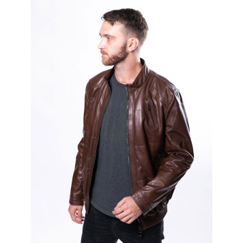 Men`s Demi-Season Lambskin Leather Jacket 71-81 Vegital-1