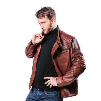 Men`s Stylish Demi-Season Leather Jacket MK17-20K Emora-16