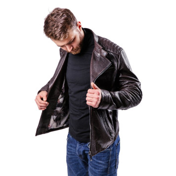 Men`s Stylish Demi-Season Leather Jacket MK17-20K Emora-9