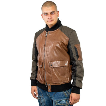 Men`s Demi-Season Leather Jacket MK/17-4K Maxsibas Vegital + Baron Oxford-2