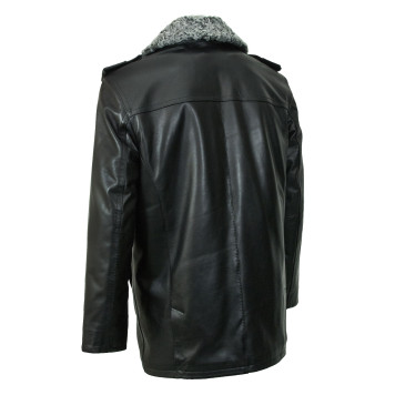 Leather French Jacket with Karakul Collar for Law Enforcement Officers-1