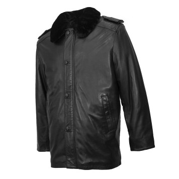 Leather French Jacket with Mouton Collar for Law Enforcement Officers