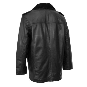 Leather French Jacket with Mouton Collar for Law Enforcement Officers-1