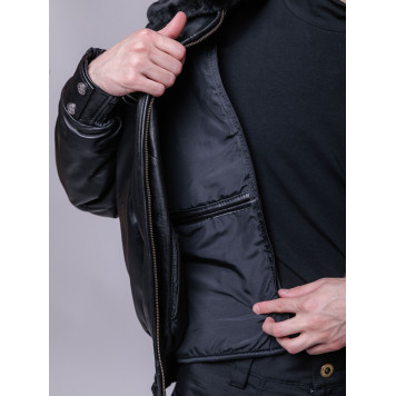 Classic Leather Jacket with Fur Collar-4