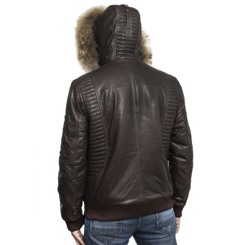Men`s Leather Fur Jacket 7166 Vegital-1
