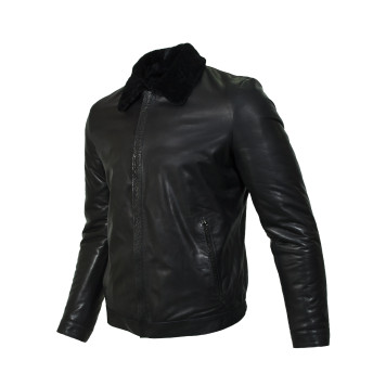 Men`s Leather Fur Jacket MK/17-15K Vitelino