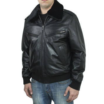 Leather MVD Jacket with Fur Cuffs