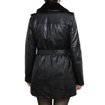 Women`s Winter Leather Police Jacket-1