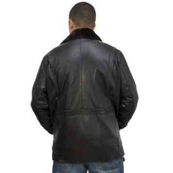 Leather Aviator Jacket with Fur Lining-1