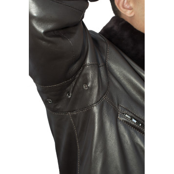 Leather Aviator Jacket with Fur Lining-2