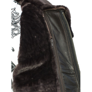 Leather Aviator Jacket with Fur Lining-3