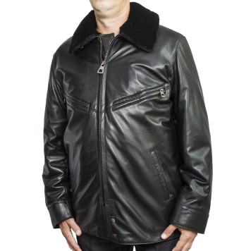 Leather Aviator Jacket with Fur Lining-4