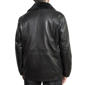 Leather Aviator Jacket with Fur Lining-5
