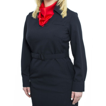 Police Dress with Long Sleeves + Silk Scarf MAGELLAN-1