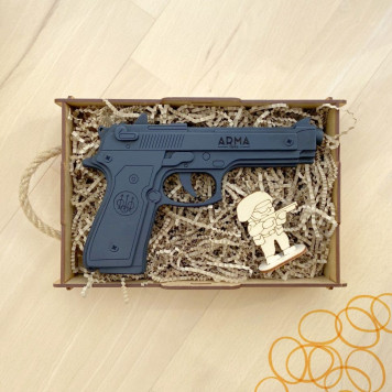 Beretta M9 Wooden Rubber Band Shooter Toy-2