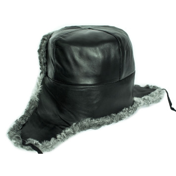 Leather-Top Karakul Aviator Hat-1