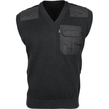 Black Sleeveless Vest with Reinforced Shoulder Pads
