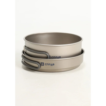 チタンクッキングセット 合金 1鍋 1フライパン (1250ml + 800ml)-5