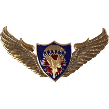 Paratrooper Wings Badge with Owl and Carnation Metal Design