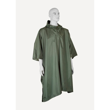 Olive Rip-Stop Taffeta Poncho with Welded Seams