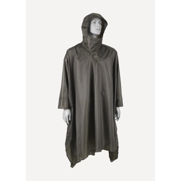 Olive Rip-Stop Taffeta Poncho with Enhanced Features