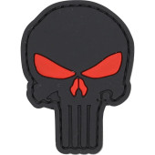 Black Skull with Red Eyes PVC Patch with Velcro