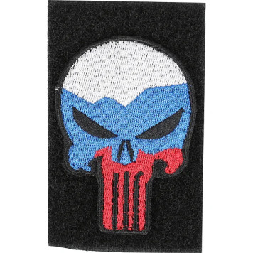 Embroidered Tricolor Skull Patch with Velcro