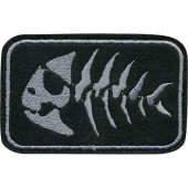 Embroidered Sleeve Patch with Velcro - Black Background Skeleton Fish Embroidered Sleeve Patch with Velcro - Black Background Skeleton Fish