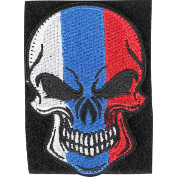 Velcro Arm Patch with Evil Skull Tricolor Silk Embroidery