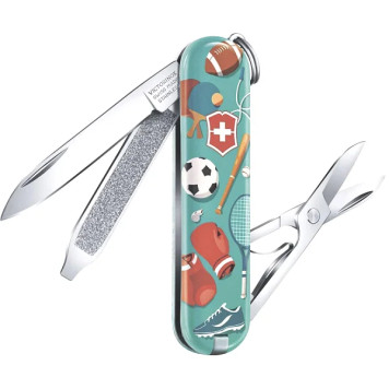 Victorinox Classic LE2020 Sports World 58mm 7-Function Pocket Knife - Turquoise with Design-1