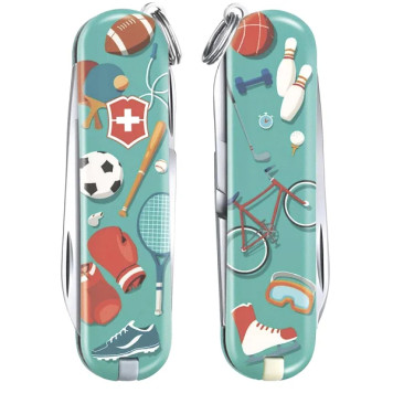 Victorinox Classic LE2020 Sports World 58mm 7-Function Pocket Knife - Turquoise with Design-2