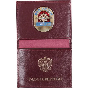 Police ID Cover with Metal Emblem and Window - Genuine Leather-1