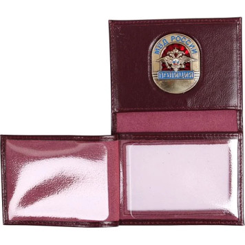 Police ID Cover with Metal Emblem and Window - Genuine Leather-3