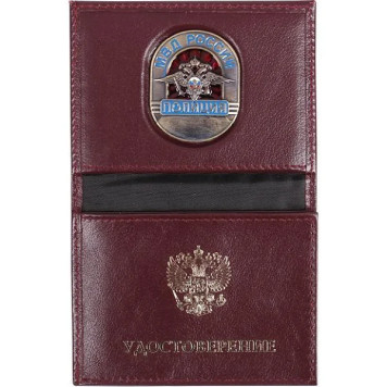 Police ID Cover with Metal Emblem Genuine Leather-1