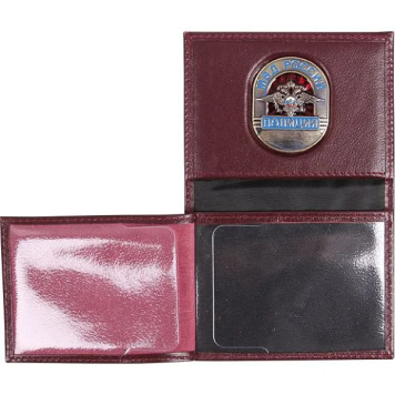 Police ID Cover with Metal Emblem Genuine Leather-3