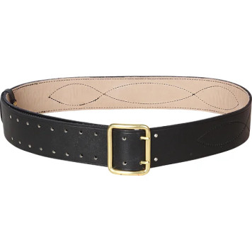 Black Leather Officer Belt with Saddle Leather Lining