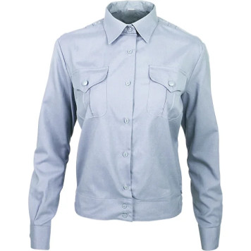 Women`s Formal Military Shirt - Long Sleeve, Light Blue