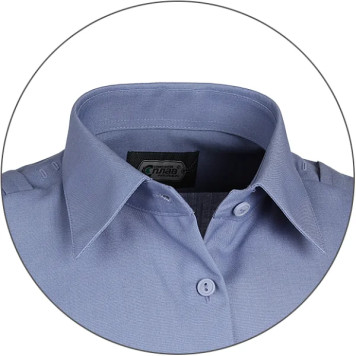 Women`s Blue Formal Shirt with Short Sleeves-1