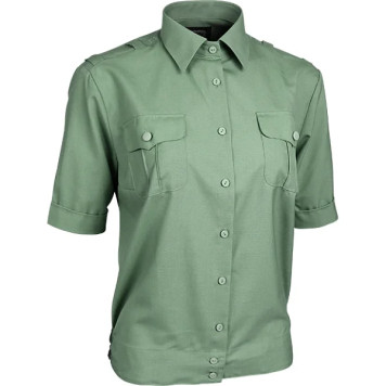 Women`s Military Uniform Shirt with Short Sleeves in Green