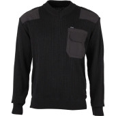 Military-Style Wool Blend Sweater with Reinforced Patches
