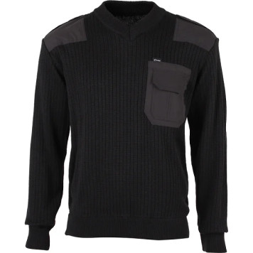 Military-Style Wool Blend Sweater with Reinforced Patches