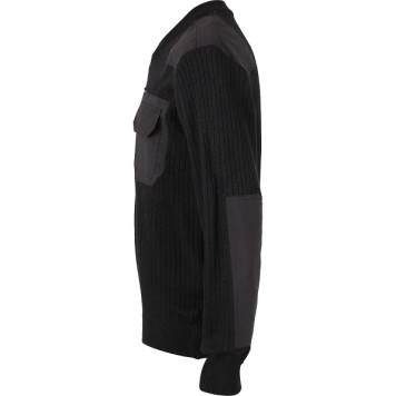 Military-Style Wool Blend Sweater with Reinforced Patches-1